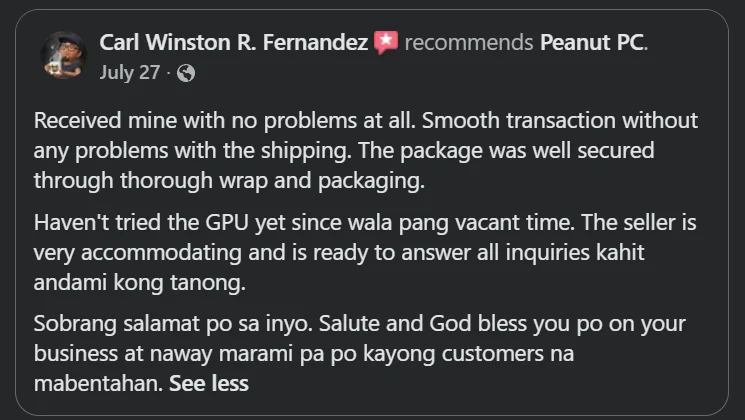 Carl Winston R. Fernandez recommends Peanut PC on Facebook