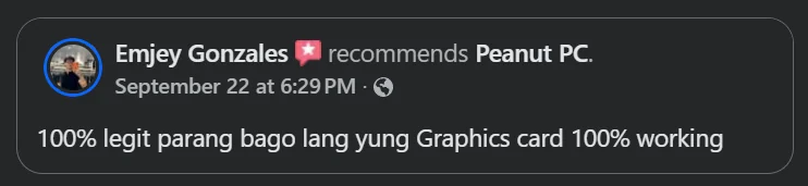Emjey Gonzales recommends Peanut PC on Facebook